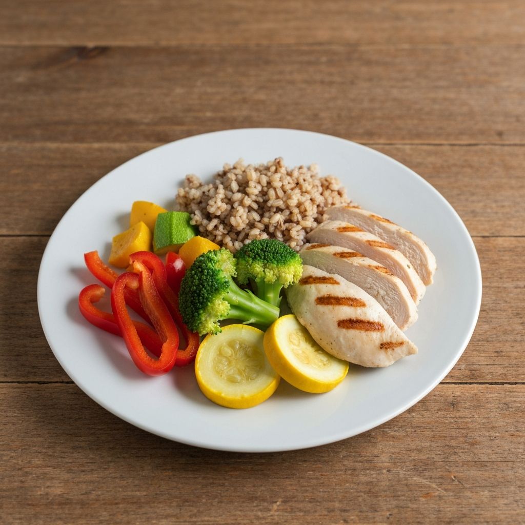 Example of balanced food portions on a plate
